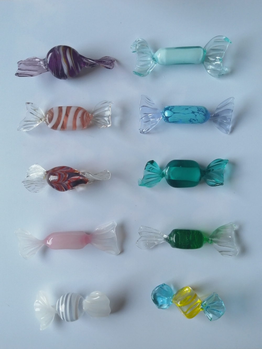 Vintage Glass Candy Ornaments Handmade in Italy Assorted Shapes Colours (10)